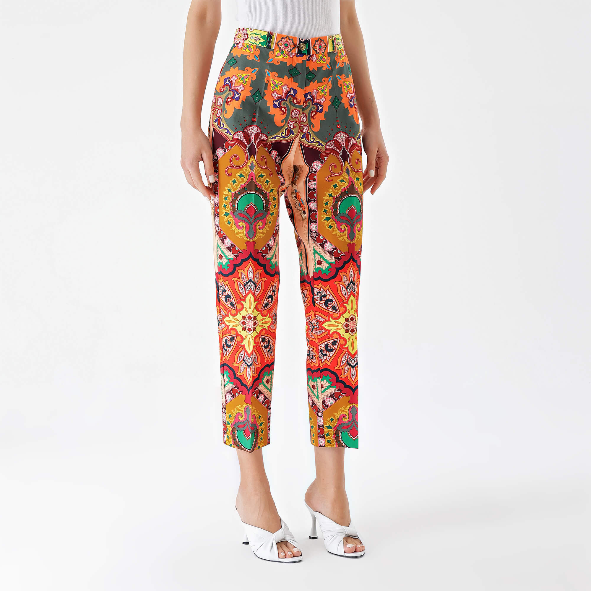 Etro-Multicolor Cotton Paisley Printed  Pants